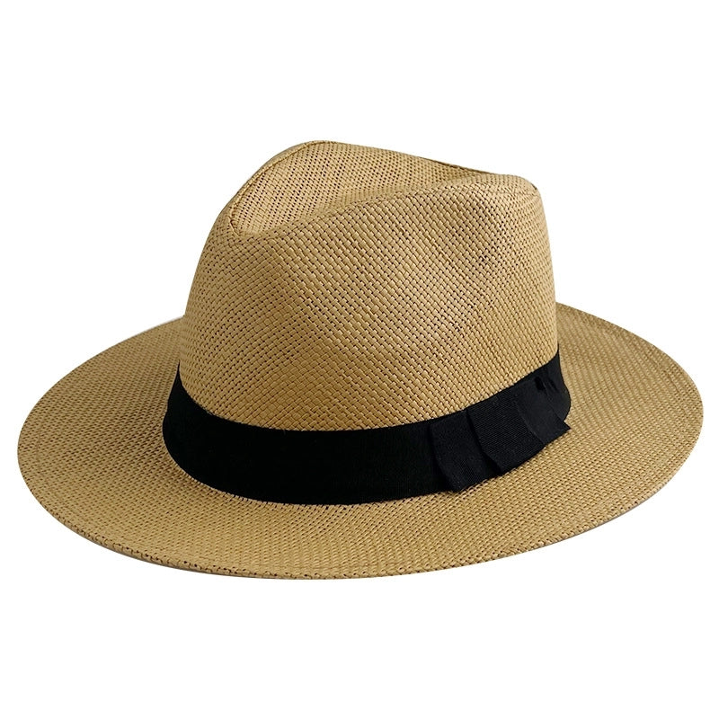 Unisex Minimalist Solid Color Wide Eaves Straw Hat