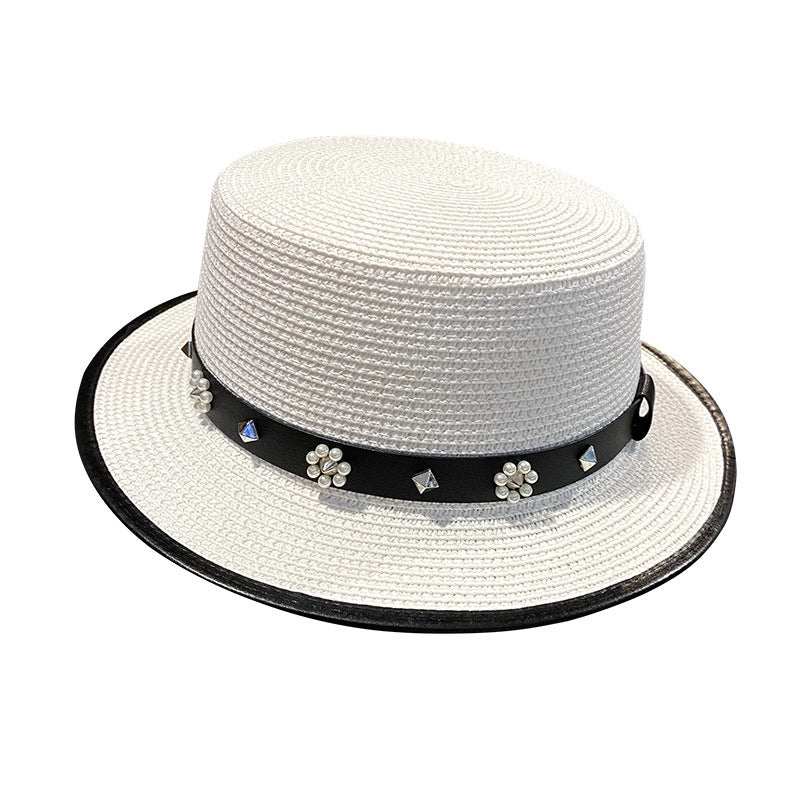 Women's Minimalist Flower Flat Eaves Straw Hat