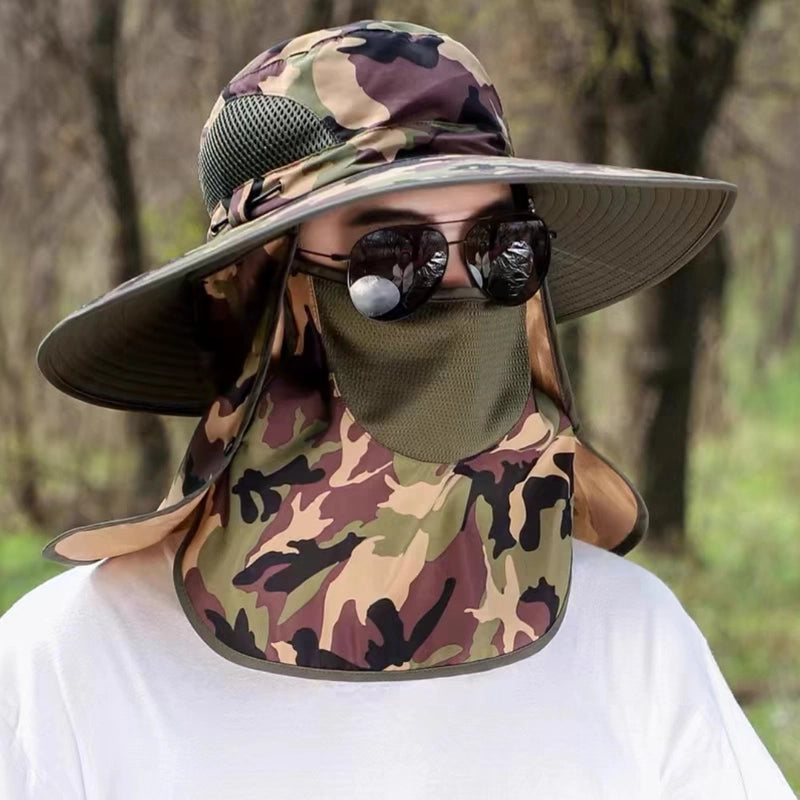 Fisherman Hat Men's Summer UV Protection Outdoor Travel Sun Hat Fishing Face Cover Sun Hat Big Brim Sun Hat