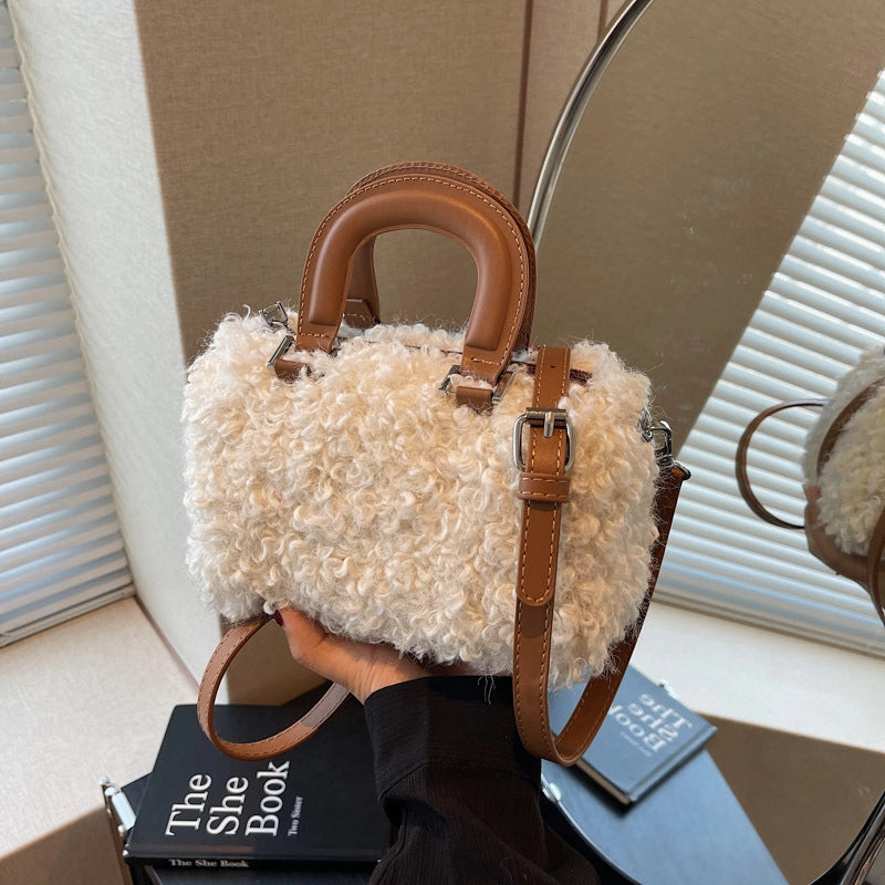 Women's Plush Square Streetwear Square Zipper Handbag Crossbody Bag