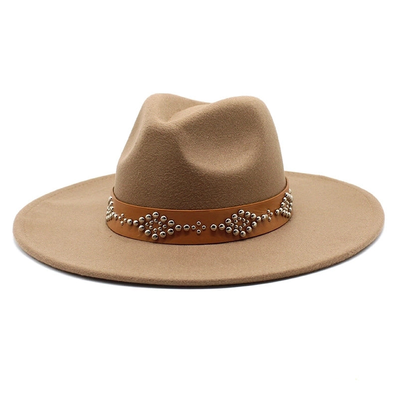 Autumn And Winter Wool Big Brim Jazz Hat Men's And Women's Fashion Casual 9.5cm Big Edge Jazz Hat Felt Hat