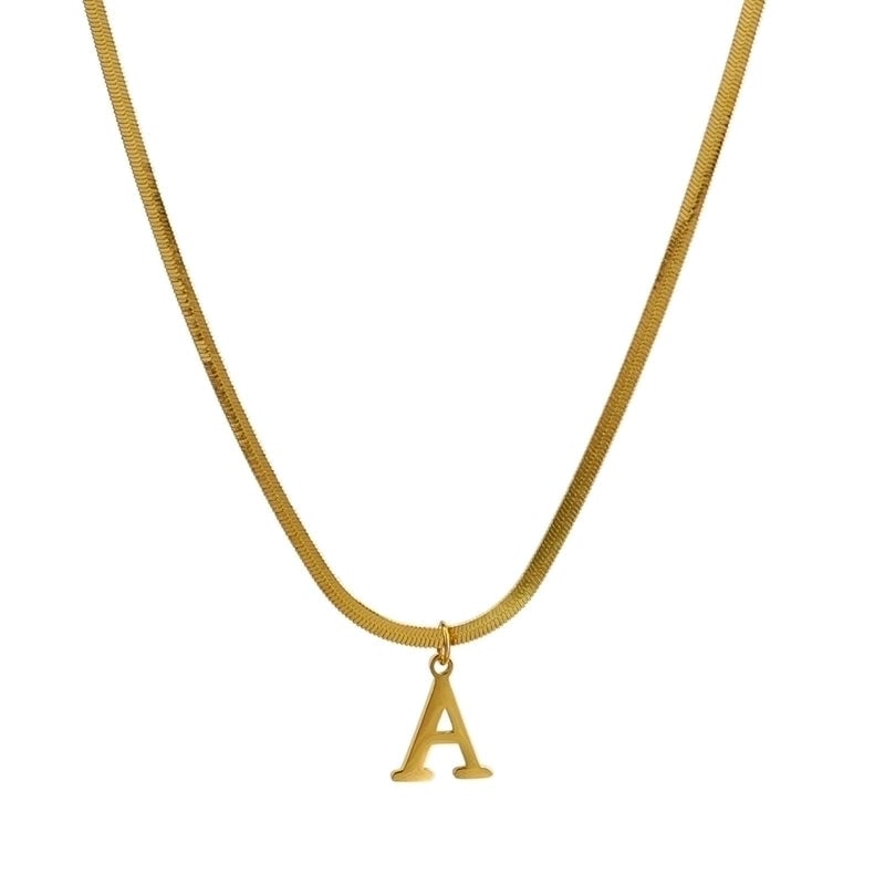 304 Stainless Steel 18K Gold Plated Luxurious Commute Letter Pendant Necklace