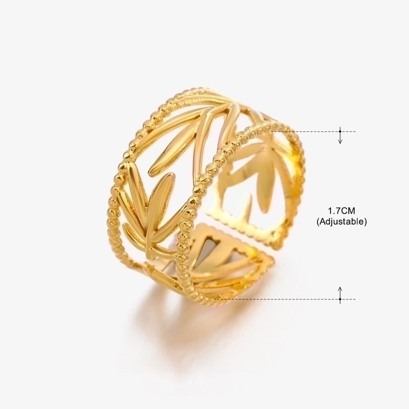 3 Pieces Basic Classic Style Geometric Leaf Stainless Steel Plating Open Rings