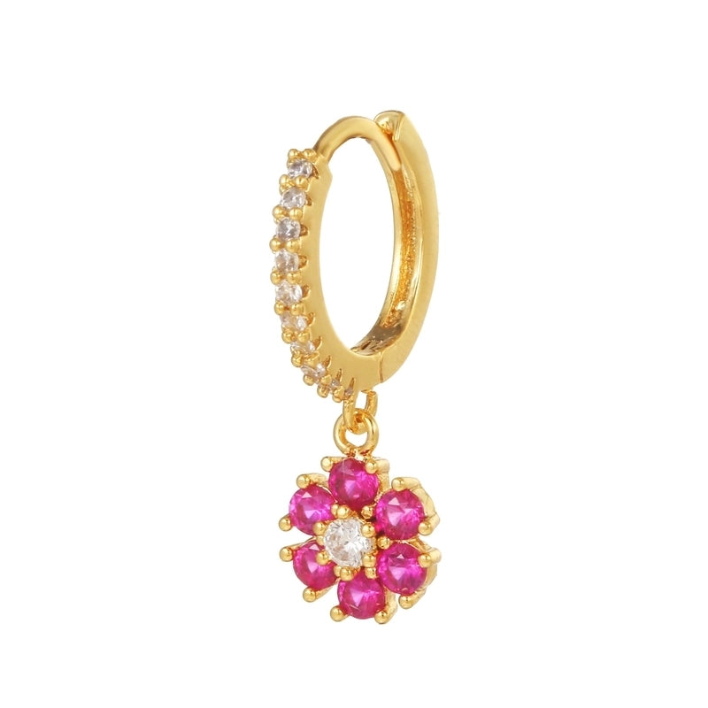 1 Piece Fashion Animal Star Moon Inlaid Zircon Copper Zircon 18K Gold Plated Earrings