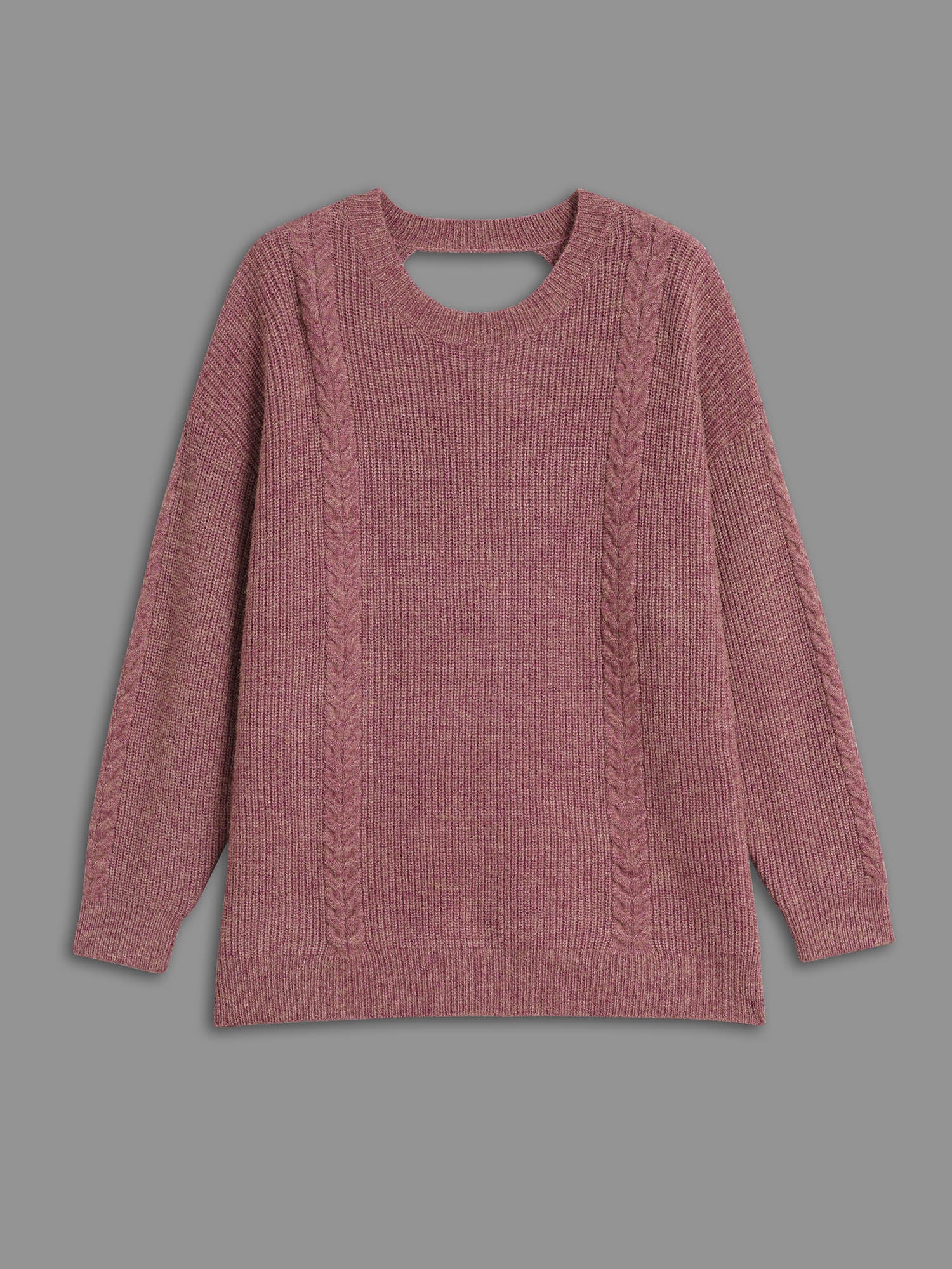 Plain Textured Cable Knit Backless Pullover