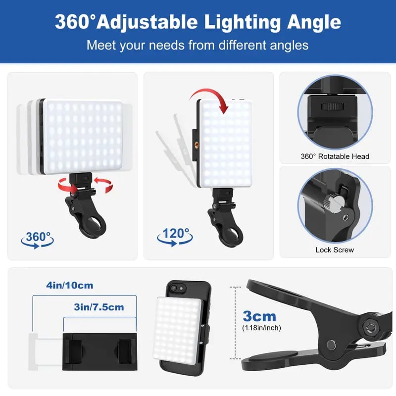 Portable Selfie Light with Front & Back Clip