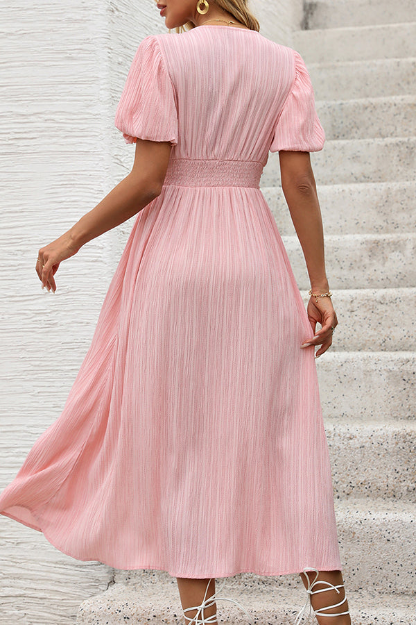Fashion V Neck Solid Color Slit Dress