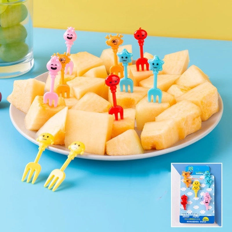 Cute Cartoon Plastic Fruit Fork 1 Set