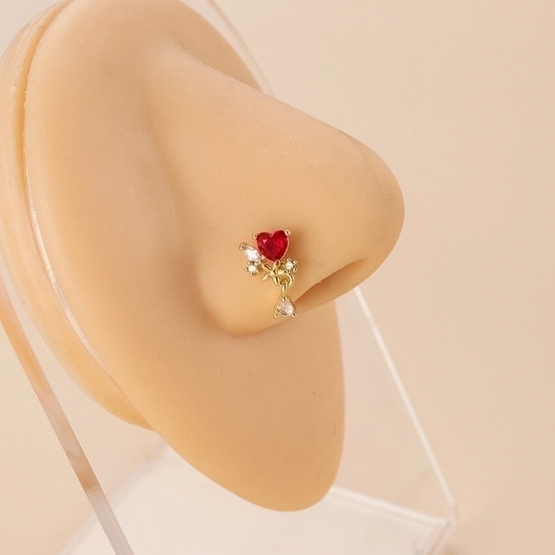 1 Piece Nose Rings & Studs Fashion Clouds Heart Shape Flower 316L Stainless Steel  Copper Plating Zircon
