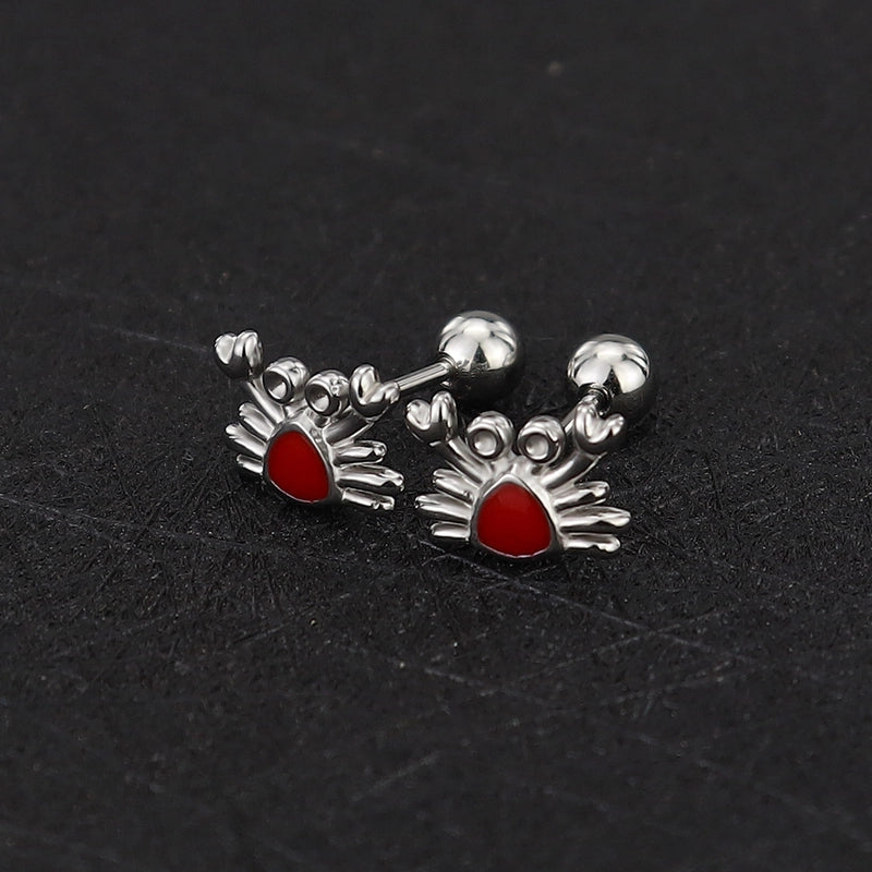 1 Piece Cute Minimalist Geometric Animal Crown Plating Titanium Steel Ear Studs