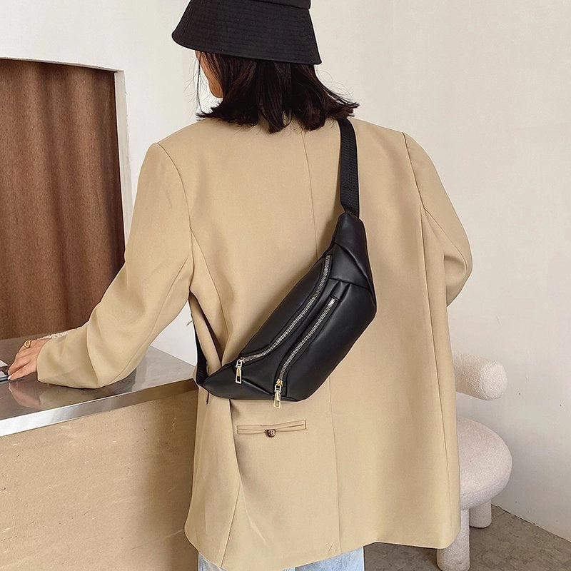 Women's Streetwear Solid Color Pu Leather Waist Bags