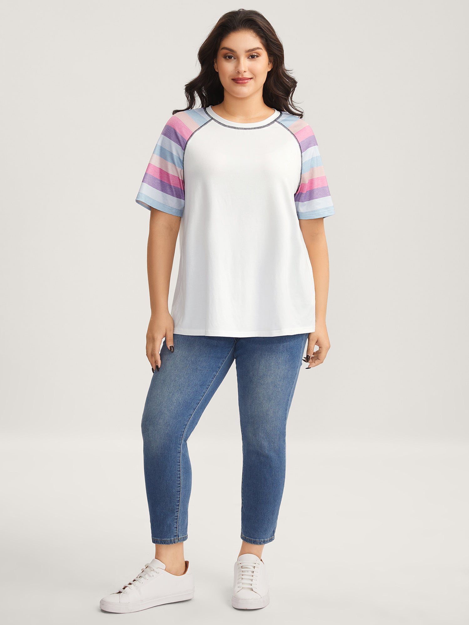 Colorful Stripes Raglan Sleeve T-Shirt