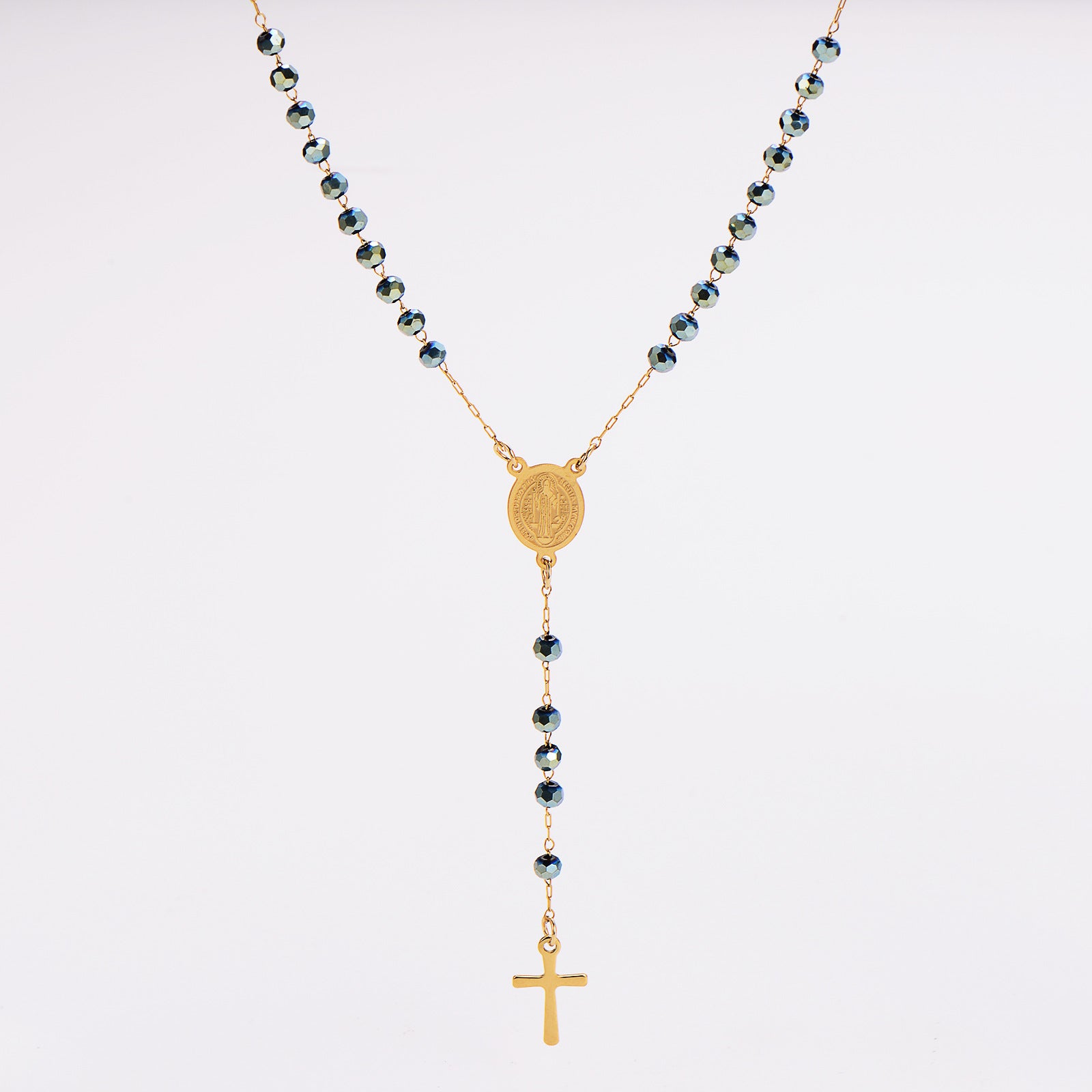 Aml Retro Niche Personality Portrait Oval Brand Design Tassel Cross Pendant Stainless Steel Sweater Chain