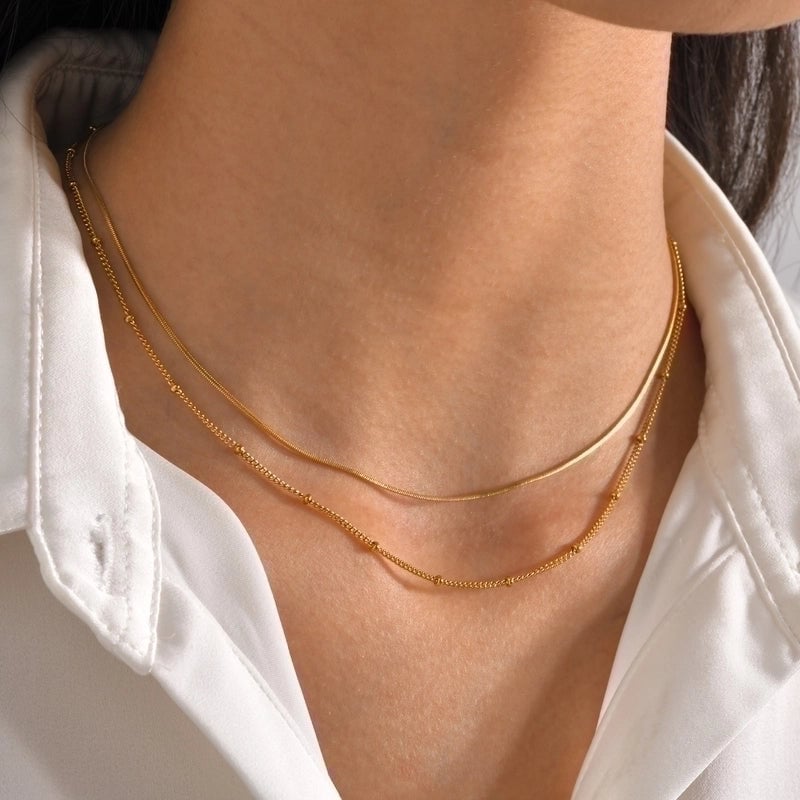 201 Stainless Steel IG Style Minimalist Plating Solid Color Double Layer Necklaces