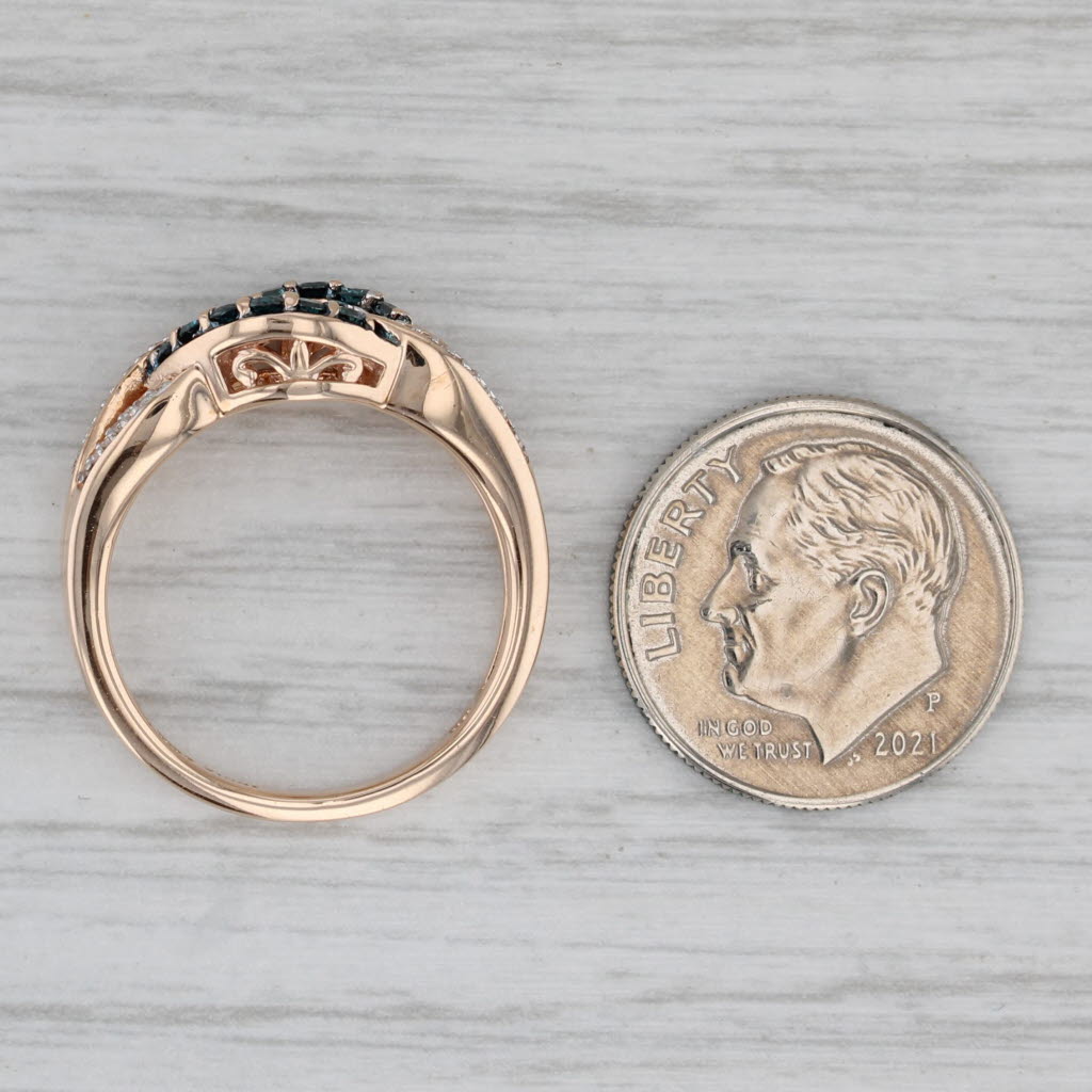 0.26ctw Blue White Diamond Knot Ring 10k Rose Gold Size 6.75