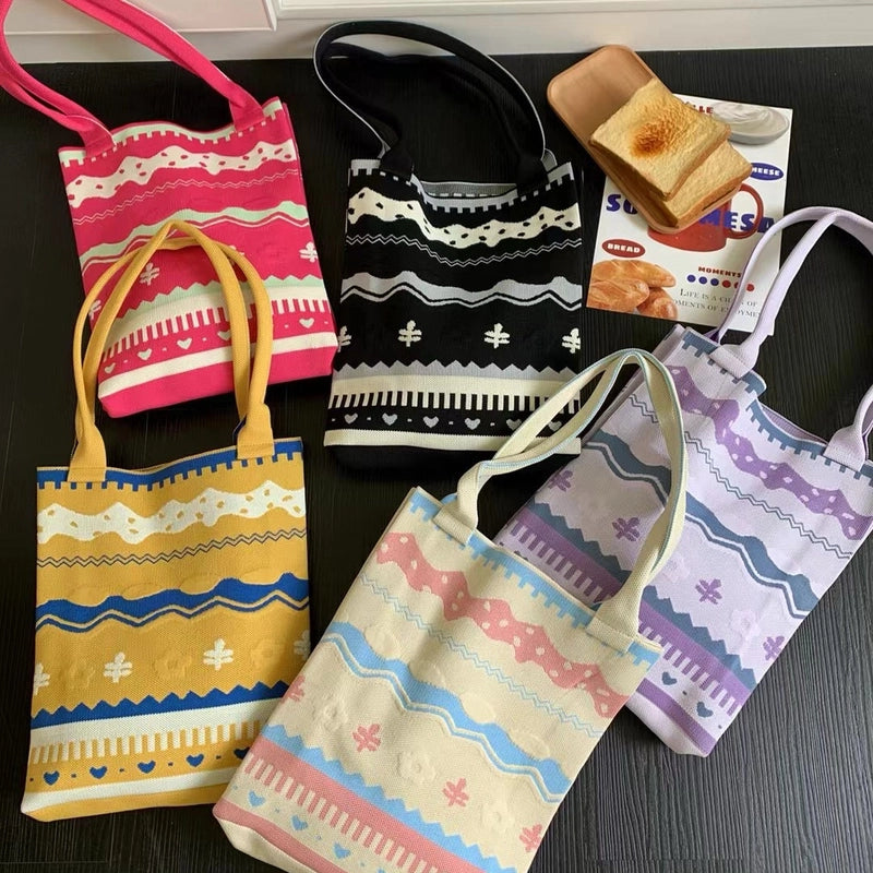 Women's Large Polyester Geometric Streetwear Square Open Handbag