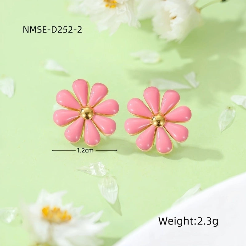 1 Pair Pastoral Daisy 304 Stainless Steel Ear Studs