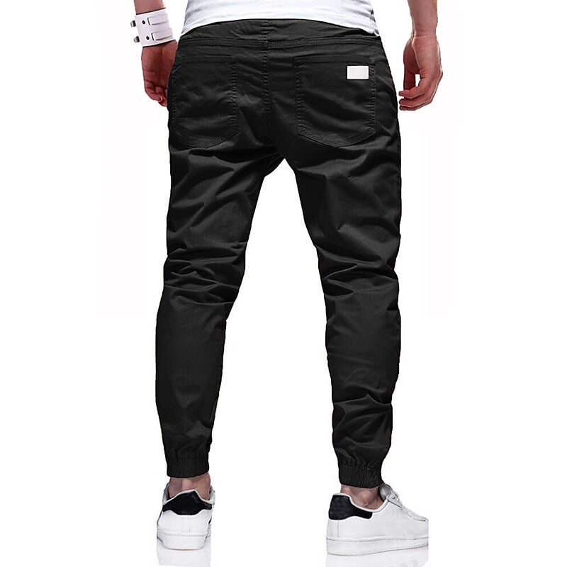 Men's Cargo Pants Joggers Drawstring Elastic Waist Elastic Cuff Plain Sports Outdoor Running
