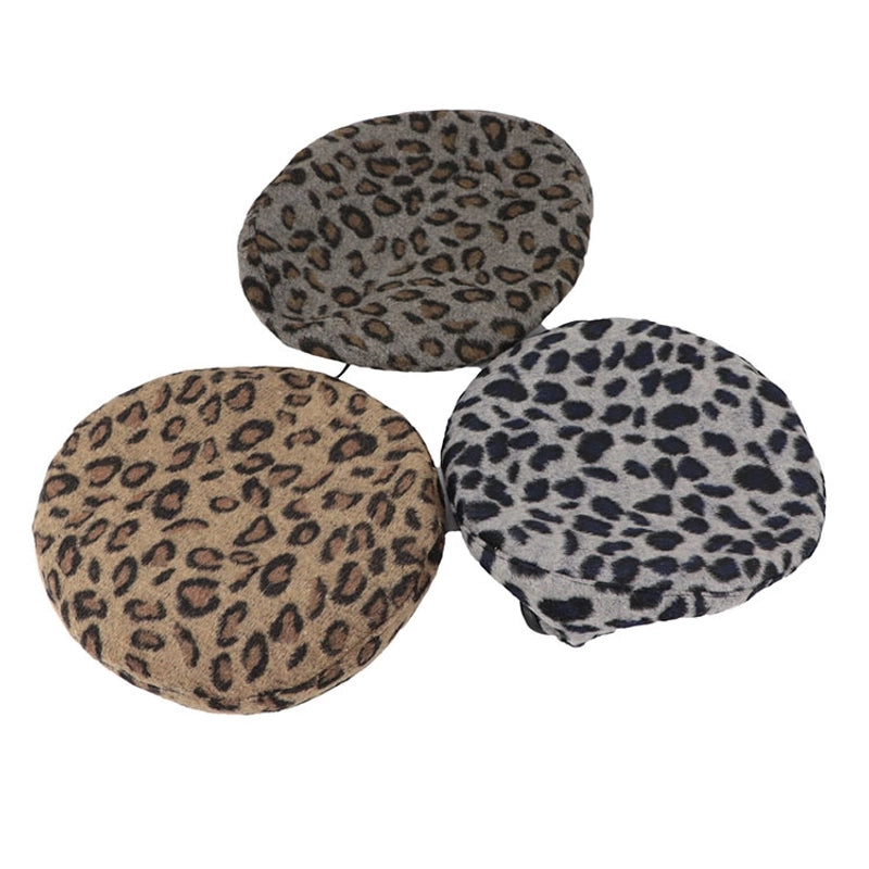 Women's Casual Minimalist Leopard Eaveless Beret Hat