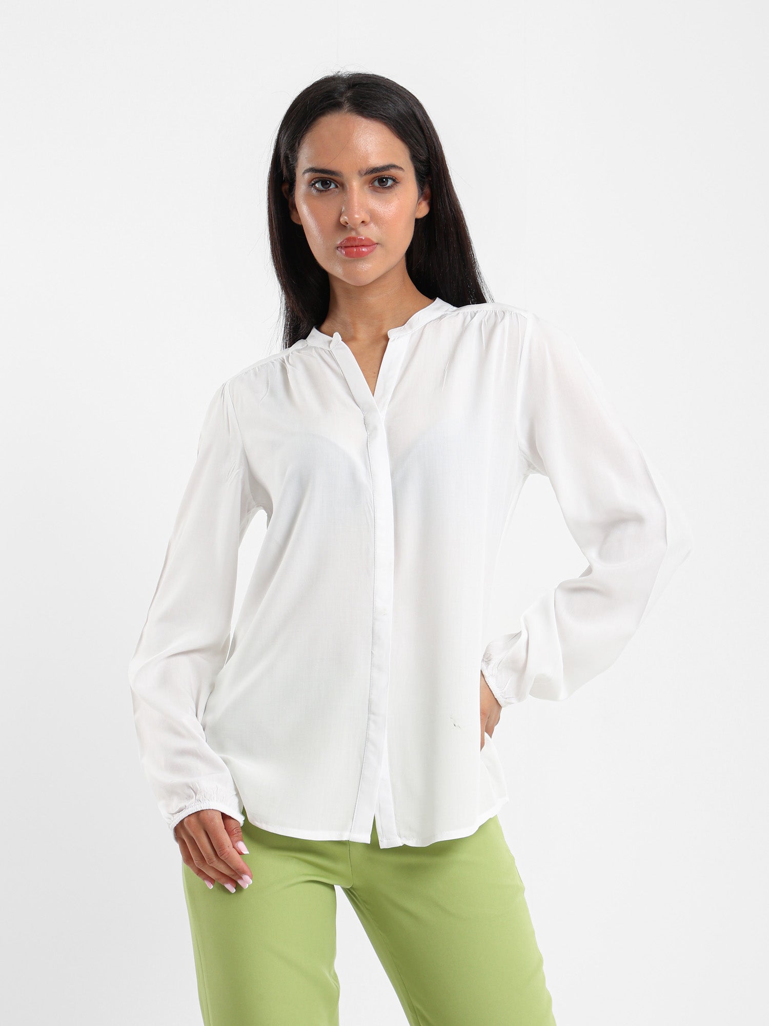 V-Neck Long Sleeve Blouse