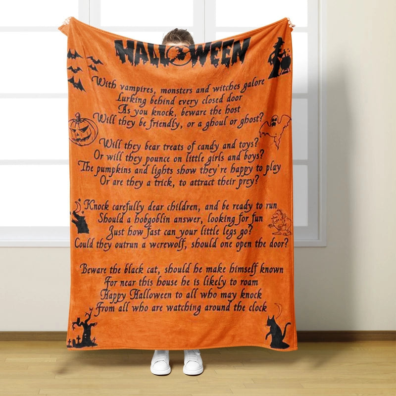Halloween Cute Pumpkin Cat Skull Polyester Blanket Couch & Sofa Decor