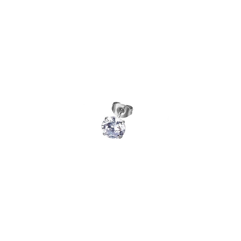 Minimalist Geometric Stainless Steel Inlaid Zircon Ear Studs 1 Piece