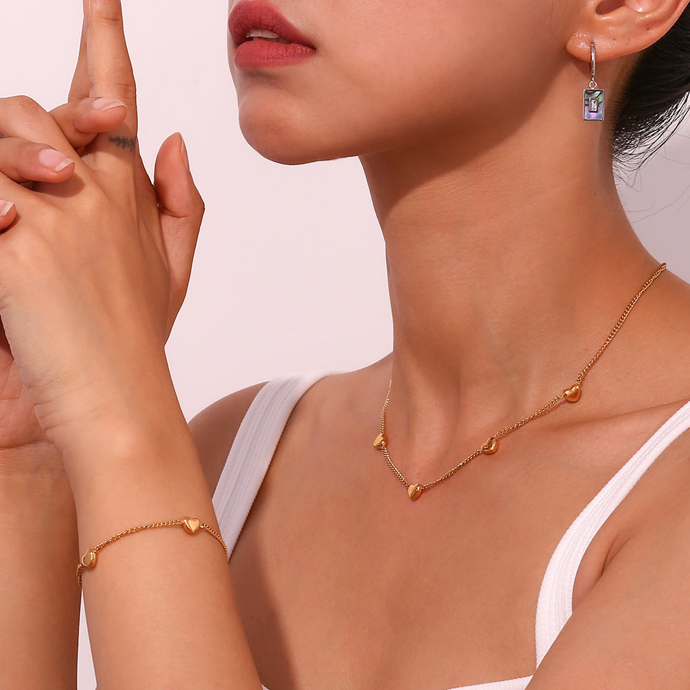 Fashion Heart Stainless Steel 18K Gold Plated Necklaces