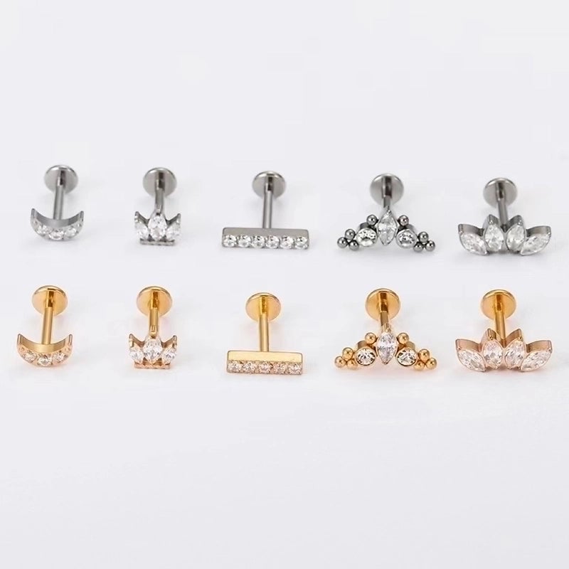 Minimalist Crown Titanium Steel Lip Stud
