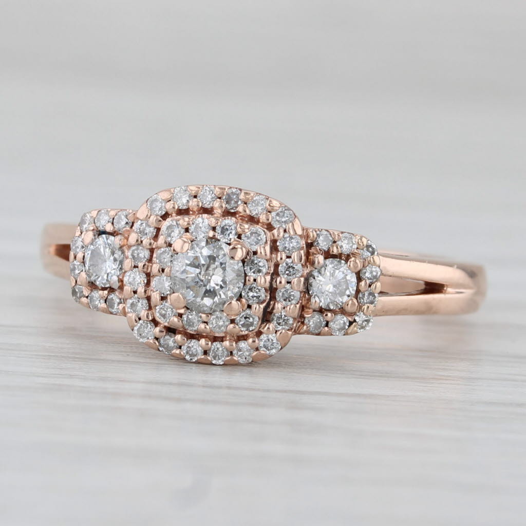 0.50ctw Diamond Halo Engagement Ring 10k Rose Gold Size 7
