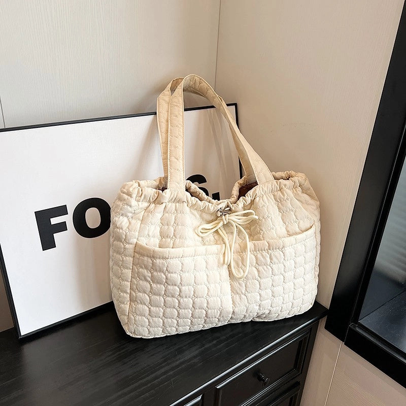 Women's Medium Nylon Solid Color Basic Square String Shoulder Bag