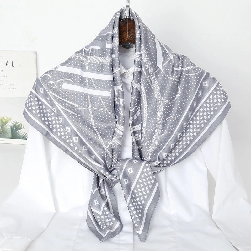 Women's Casual Printing Satin Polyester Silk Scarf