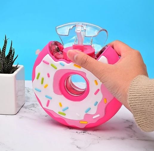 CREATIVE DONUT WATER BOTTLE WITH STRAW CARTOON CUTE DOUGHNUT KETTLE