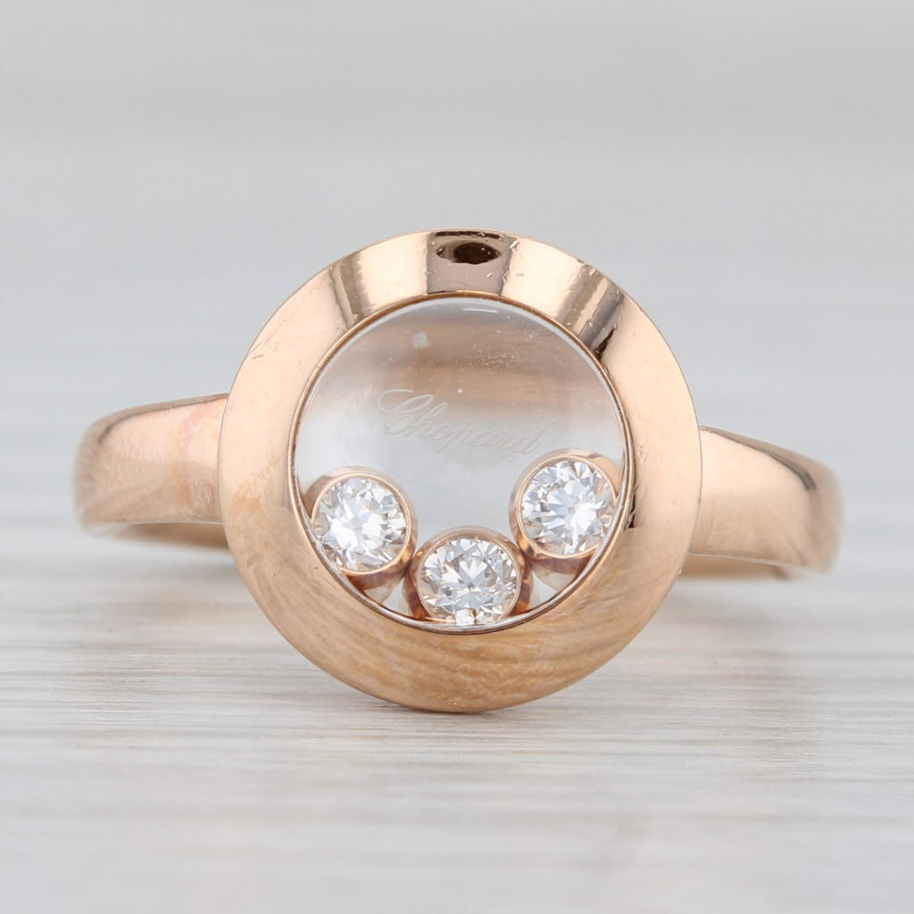 Chopard Happy Curves Diamond Ring 18k Rose Gold 829562-5009 Size 6.5 53