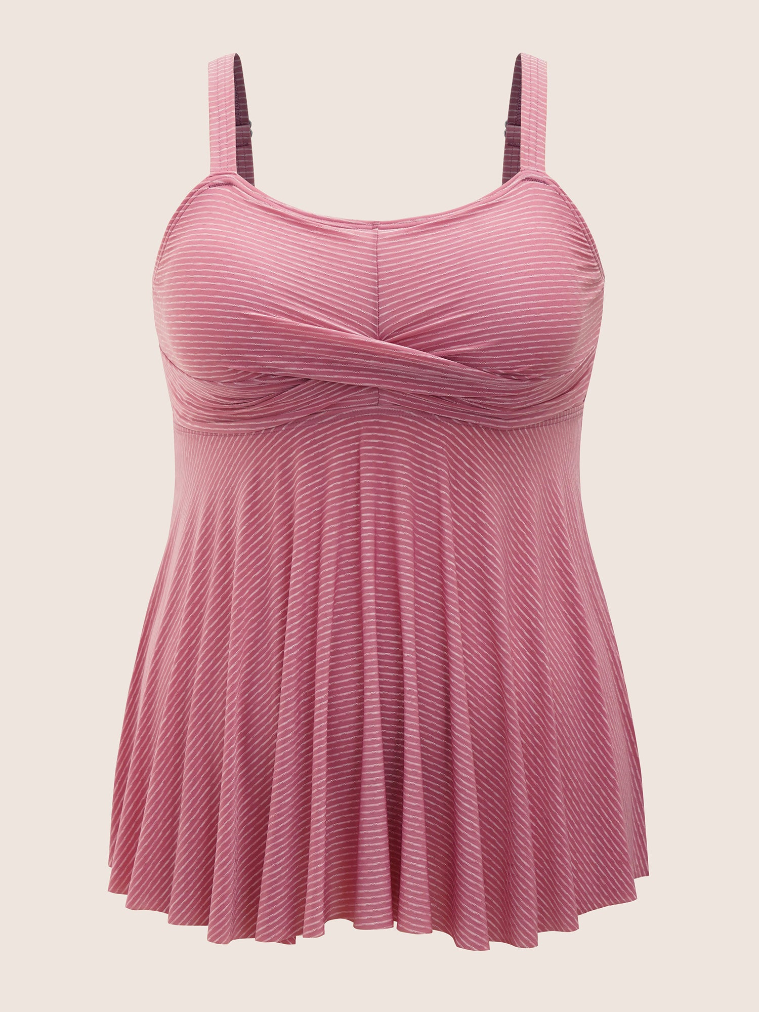 Plain Twist Front Gathered Swim Top