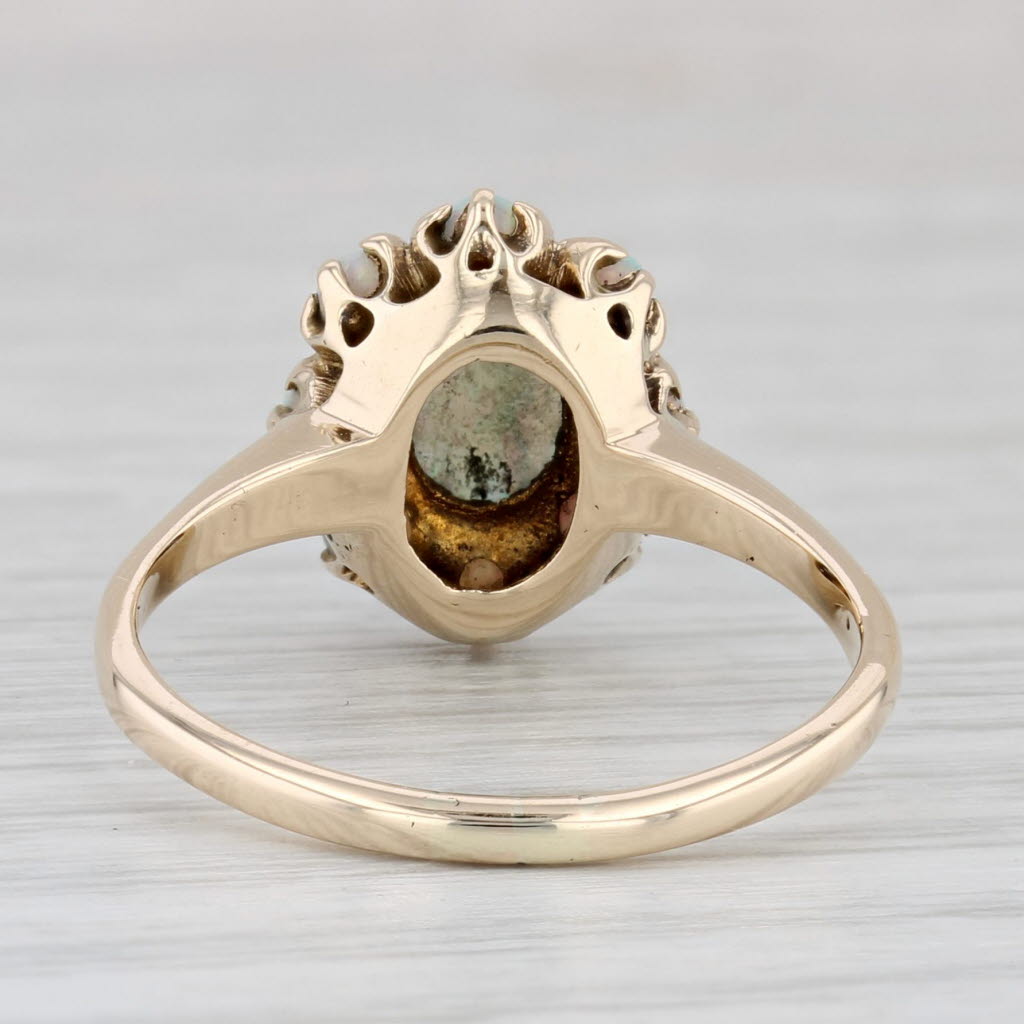 Vintage Opal Cabochon Ring 10k Yellow Gold Size 7.5