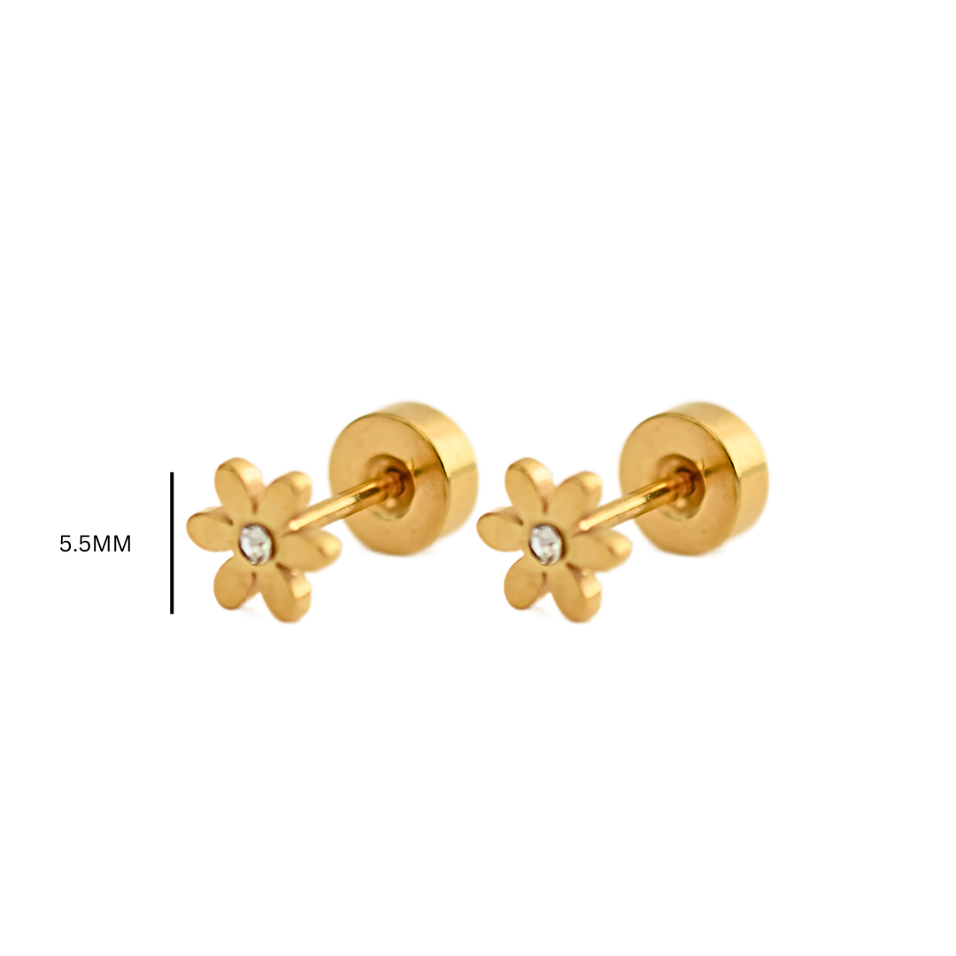 Diamond style daisy studs - Gold