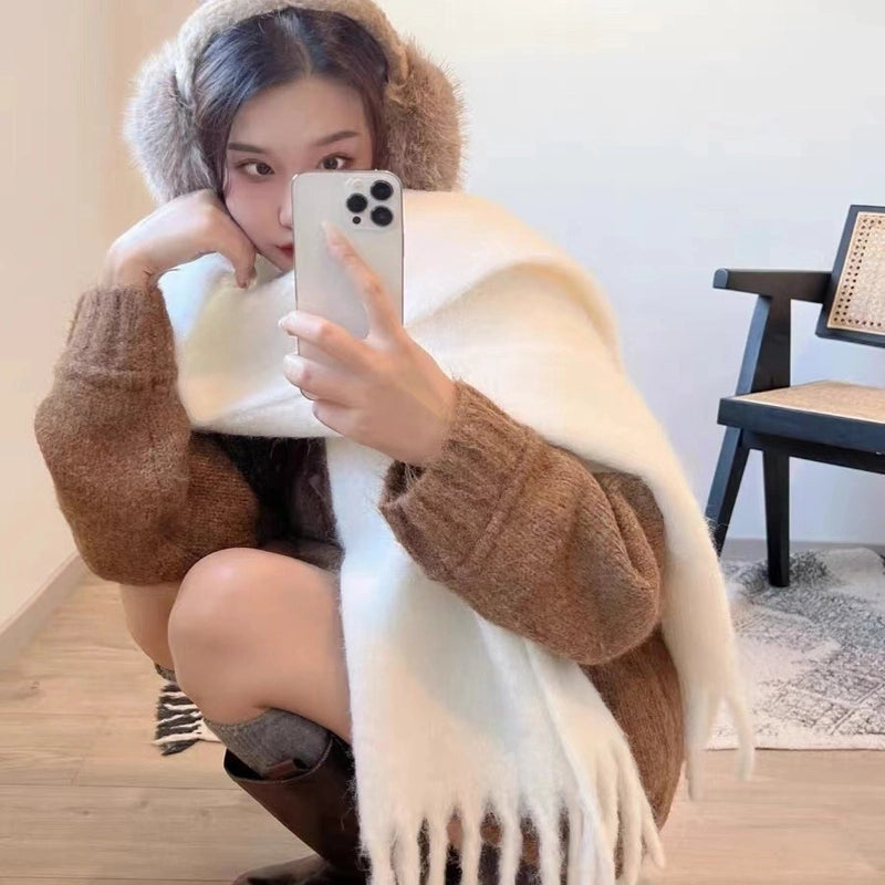 Women's Minimalist Classic Style Solid Color Imitation Cashmere Scarf