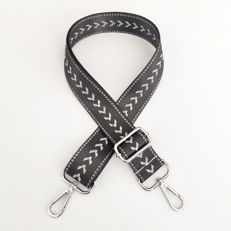 New Nylon Silver String Arrow Wide Shoulder Strap Adjustable Shoulder Crossbody Women Bag Accessories Bag Strap Replacement Long Strap