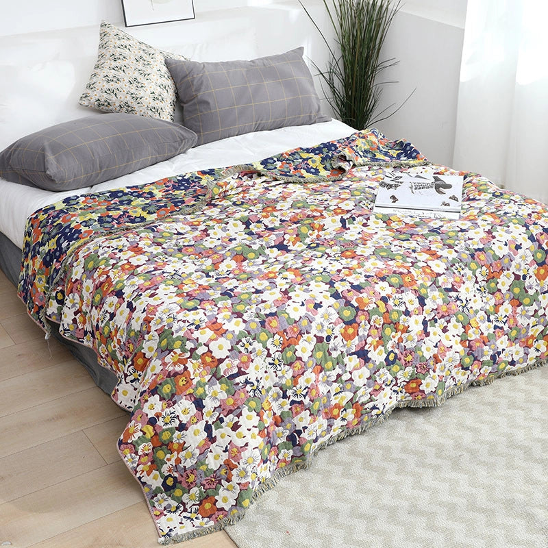 New Gauze Towel Quilt Adult Summer Cool Quilt Single Double Breathable Cotton Yarn Towel Blanket Lunch Break Cover Blanket Bedroom Bed Sheet