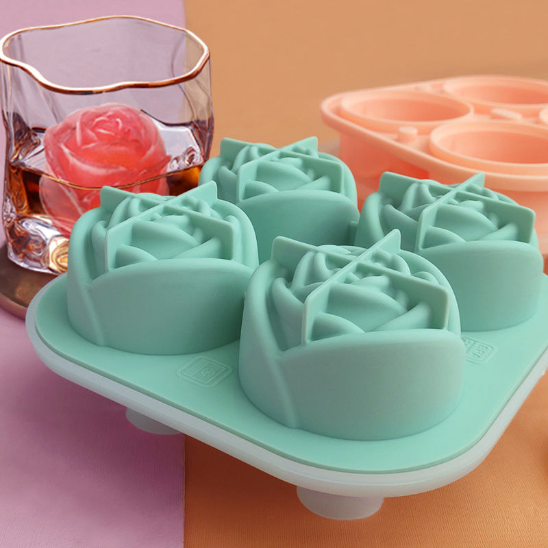 4-Compartment Large Rose Ice Cube Mold