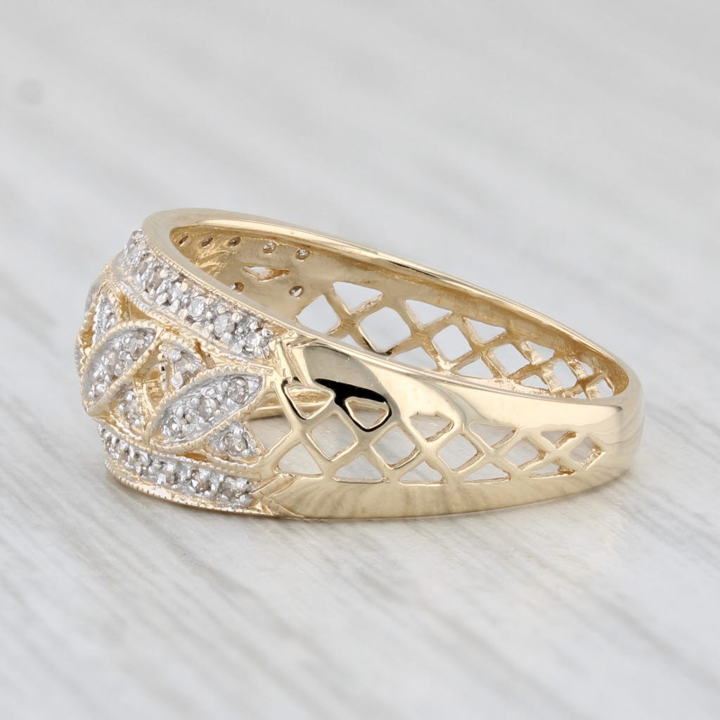 0.12ctw Diamond Crosshatch Ring 14k Yellow Gold Size 7.25