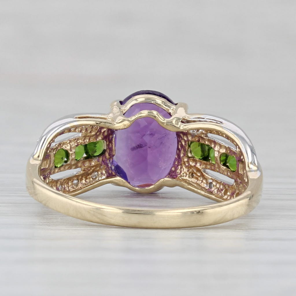 1.83ctw Amethyst Diamond Chrome Diopside Ring 10k Yellow Gold Size 6.75
