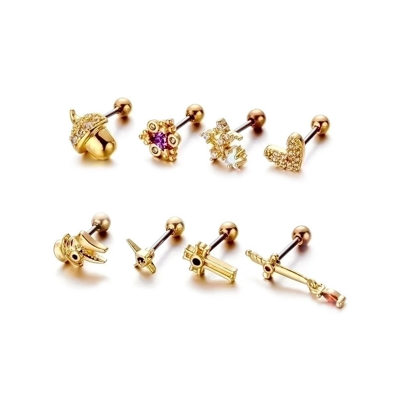 Ear Cartilage Rings & Studs Fashion Geometric 316L Stainless Steel  Copper Plating