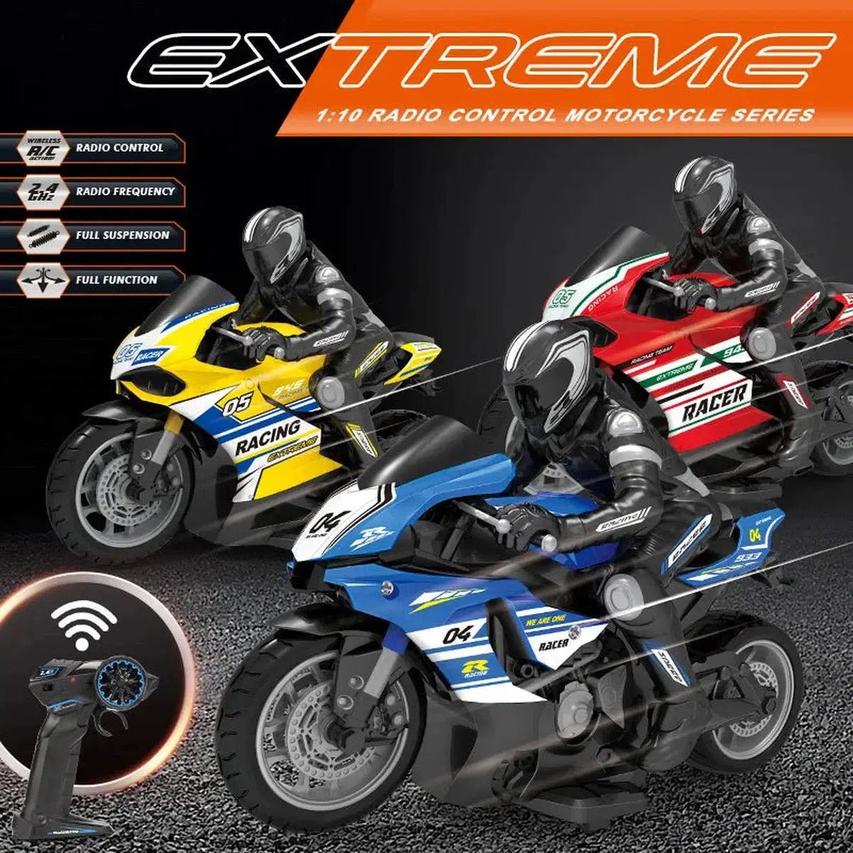 2.4GHz Stunt RC Motorbike - 1:10 Scale High-Speed Drift Racer with 30-Min Drive【🔥 FREE SHIPPING🔥】