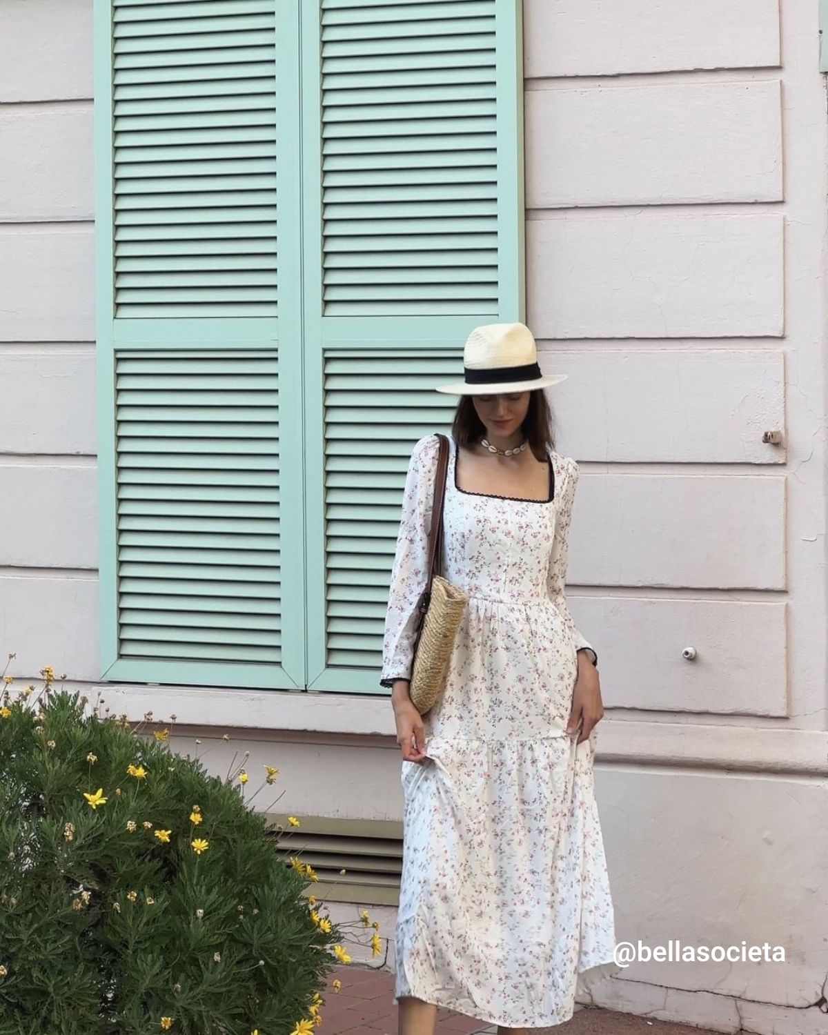 The White Square Neck Floral Maxi Dress