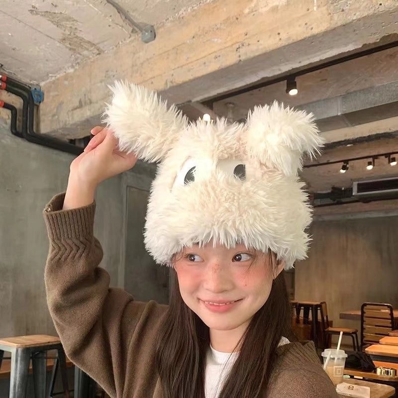 Cute Wild Funny Puppy Hat Female Big Eye Long Ears Autumn-Winter Warm And Thickening Ear Protection Plush Lei Feng Hat