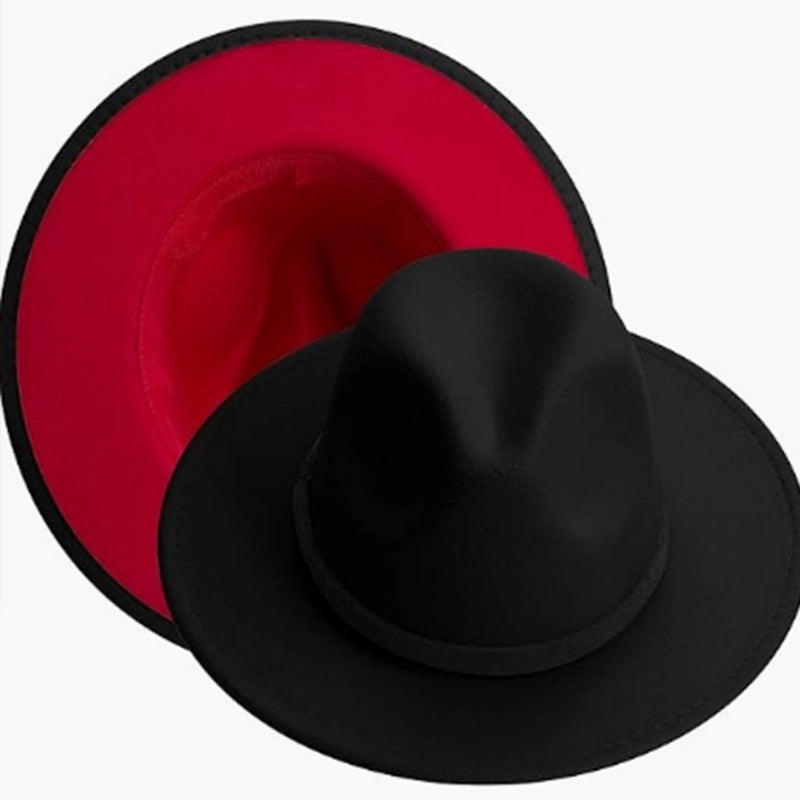 Hot Sale Woolen Hat Fashion Double-sided Color Matching Hat Men And Women Flat Brim Jazz
