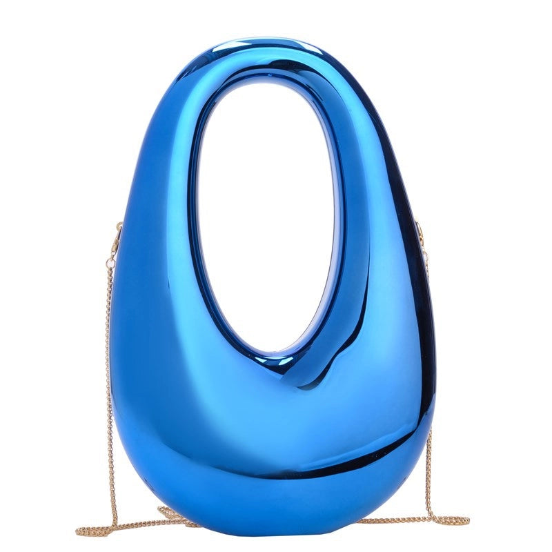 Women's Medium PVC Geometric Solid Color Streetwear Oval Magnetic Buckle Bucket Bag