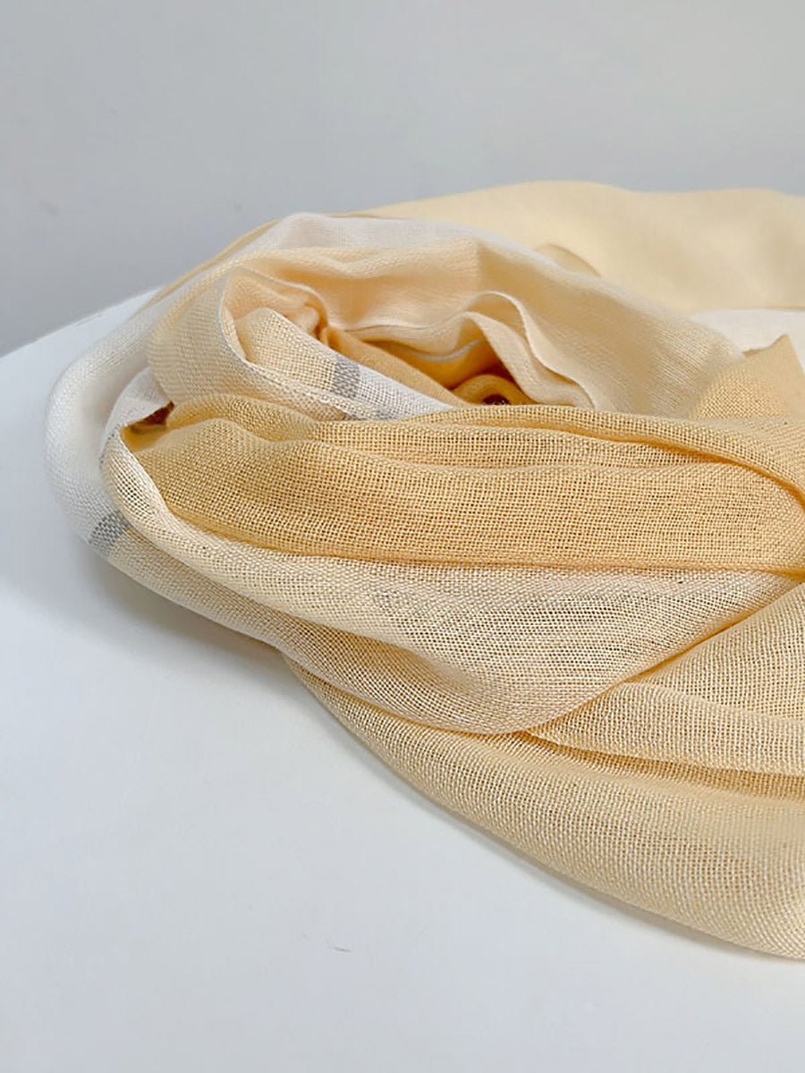 Women Vintage Colorblock Stripe Tassel Cotton Linen Scarf