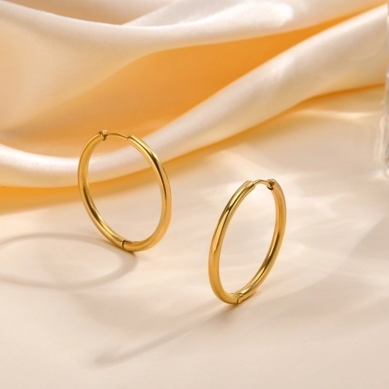 1 Pair Minimalist Solid Color Plating 304 Stainless Steel Hoop Earrings